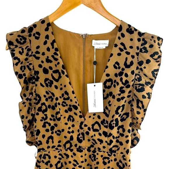 Revolve Lovers + Friends Jill Leopard Print Ruffle Romper in Tan - Picture 6 of 15
